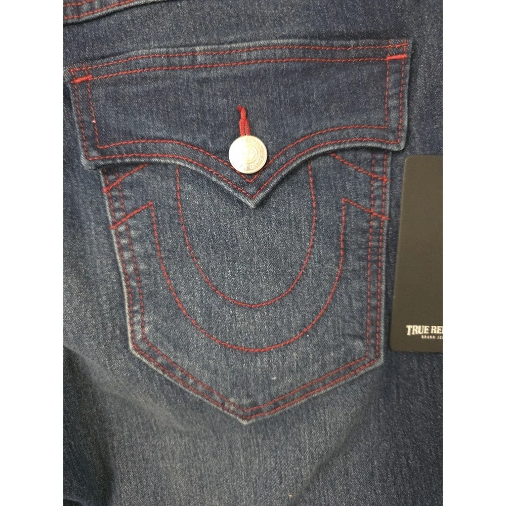 True Religion Ricky SN Flap Straight Style 700872 Dark Fir Balsam Wash Sz 34x34